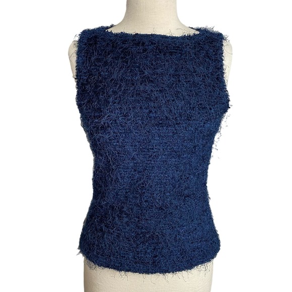 Vintage Y2K blue fuzzy texture tank top - Picture 1 of 6
